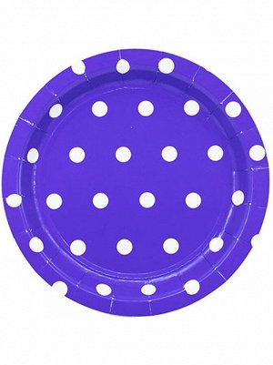 Тарелка бумага Горошек набор 6 шт 17 см цвет фиолетовый