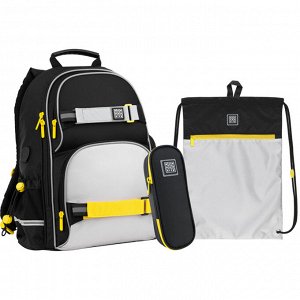 Набор рюкзак + пенал + сумка для обуви WK 702 черно-серый