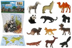200661448 Игровой набор "Животные" с картой обитания внутри (12 шт в наборе) (Zooграфия)