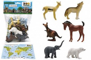 200661533 Игровой набор "Животные" с картой обитания внутри (6 шт в наборе) (Zooграфия)