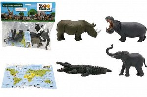200662221 Игровой набор "Животные" с картой обитания внутри (4 шт в наборе) (Zooграфия)