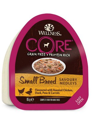 CORE SMALL BREED консервы из курицы с уткой, горошком и морковью для собак мелких пород 85 г