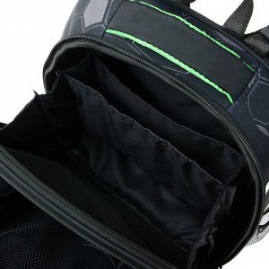 Рюкзак каркасный Probag «Футбол» 38 х 30 х 16 см, эргономичная спинка, чёрный/зеленый