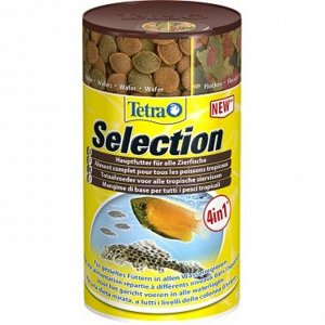 TetraSelection корм для всех видов рыб "4 вида" хлопья/чипсы/гранулы 100 мл