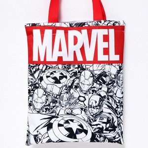 Сумка текстильная "MARVEL", 31*1*40,5см, отдел без молнии, без подклада , белая