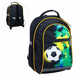 Рюкзак школьный с эргономичной спинкой, Calligrata, 39 х 24 х 19, «Футбол», чёрный