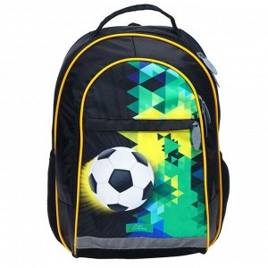 Рюкзак школьный с эргономичной спинкой, Calligrata, 39 х 24 х 19, «Футбол», чёрный