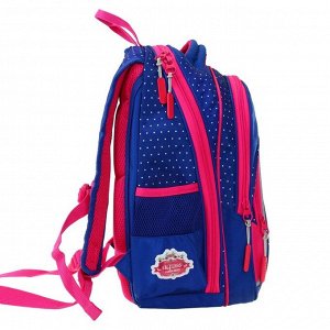 Рюкзак школьный, эргономичная спинка, 420 39 х 29 х 17 см, с брелоком, синий/розовый
