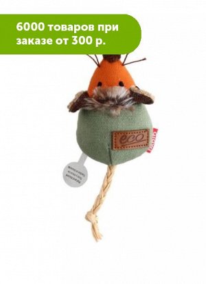 GiGwi Мышка со звуковым чипом 9см оранжево/зеленая текстиль АКЦИЯ!