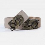 Ремень женский, ширина 2,5 см, резинка, пряжка золото, цвет бежевый