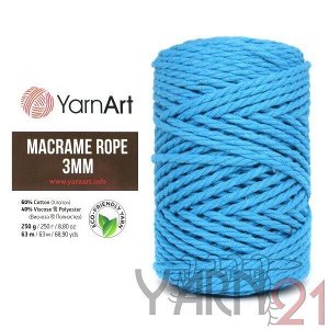 Macrame ROPE 3mm №763 бирюзовый