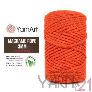 Macrame ROPE 3mm №800 оранжевый неон