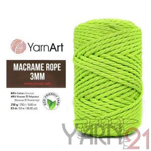 Macrame ROPE 3mm №801 желтый неон