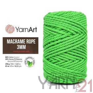 Macrame ROPE 3mm №802 зеленый неон