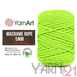 Macrame ROPE 5mm №801 желтый неон