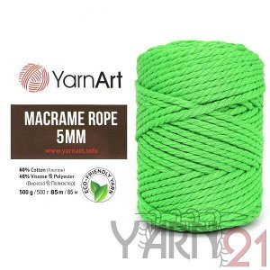 Macrame ROPE 5mm №802 зеленый неон