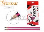 Чернографитный карандаш HB, шестигранный, розовый с черными полосами, заточенный, без ластика. Производство Россия.