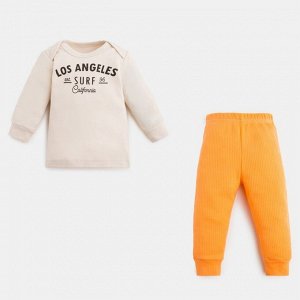 Комплект: джемпер и брюки Крошка Я "NY", рост, цвет бежевый/оранжевый