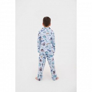 Пижама детская (рубашка, брюки) KAFTAN "Дино", р. 98-104, голубой