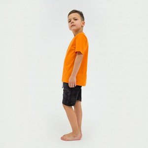Пижама детская (футболка, шорты) KAFTAN "Trendy" р.38 (146-152), оранжевый, серый тай-дай