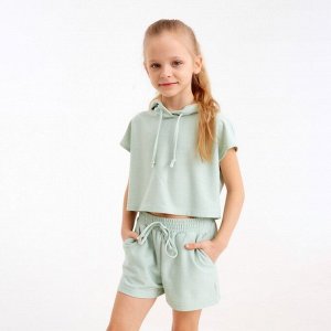 Комплект для девочки (топ, шорты) MINAKU: Casual Collection, оливковый, рост, см