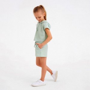 Комплект для девочки (топ, шорты) MINAKU: Casual Collection, оливковый, рост, см