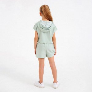 Комплект для девочки (топ, шорты) MINAKU: Casual Collection, оливковый, рост, см