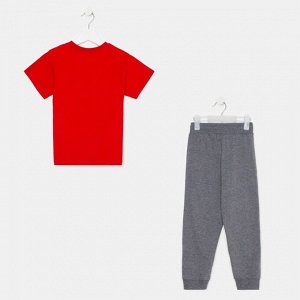 Комплект (футболка+брюки) для мальчика Н2876-7202, цвет серый/красный, рост 98 см (56)