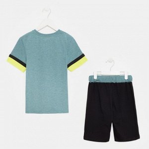 Комплект (джемпер/шорты)  для мальчика, цветчерный/зеленый, рост 122 см