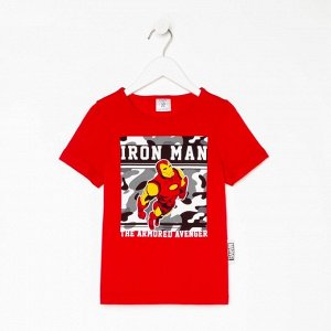 Футболка детская "Iron man" Мстители, рост 122-128, красный