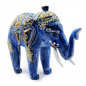 Сувенир из дерева Слон 15см-17см Албезия Антик Blue-Gold