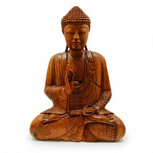 Сувенир из дерева Статуэтка Будда в медитации с мудрой 50см Суар