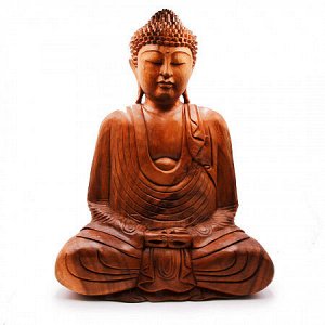 Сувенир из дерева Статуэтка Будда в медитации с мудрой 60см-43см Суар