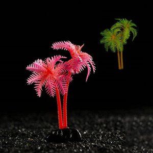 Растение искусственное аквариумное "Пальма", светящееся, 10 см, красное   7514208