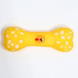 Игрушка пищащая "Кость с портретом" для собак, 15 см, жёлтая