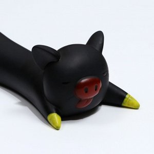 Игрушка пищащая "Свинья на отдыхе" для собак, 14,5 х 5 см, чёрная