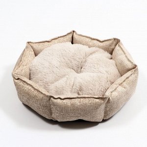 Лежанка для животных мягкая, мебельная ткань, искусственный мех, синтепух, 40 см х 15 см