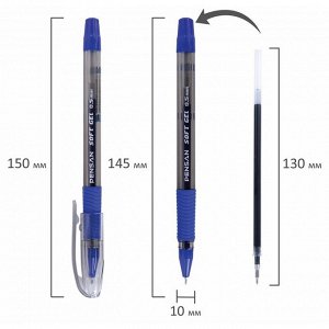 Ручка гелевая PENSAN "Soft Gel Fine", чернила синие, игольчатый узел 0,5 мм, удобный грип