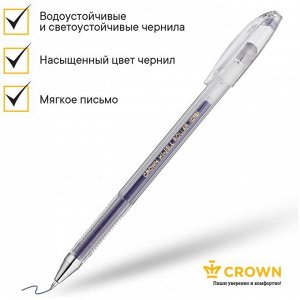 Ручка гелевая стандарт Crown HJR-500B, синяя, узел 0.5 мм
