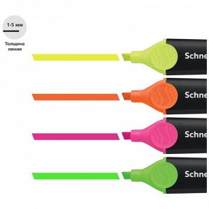 Набор маркеров-текстовыделителей 4 цвета, 1-5 мм, Schneider Job, прозрачный чехол