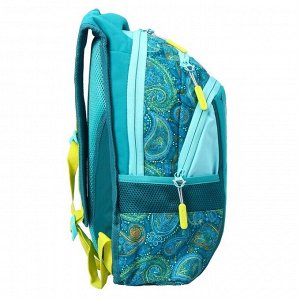 Рюкзак школьный, эргономичная спинка, 43 х 37 х 13 см, зелёный