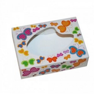 Коробка для кондитерских изделий 9*6,5*2,5см с окном Акварель бабочки (0107) ML*