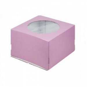 Коробка для торта с окошком 300*300*190 мм (розовая) гофрокартон 016920