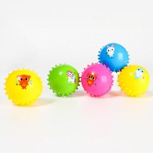 Набор развивающих массажных мячиков, «Веселые мордочки», средней жёсткости, d= 8 см, цвет МИКС, 5 шт.