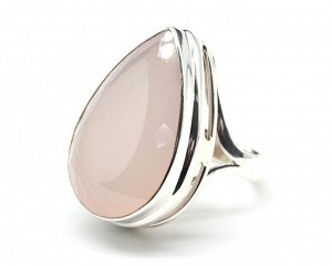 Кольцо С925 с розовым кварцем капля 21*31мм, размер 19, 17,2г