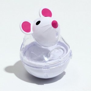 Игрушка-неваляшка "Мышка" с отсеком для лакомств (лакомства до 1 см), 4,7 х 6,5 см, белая