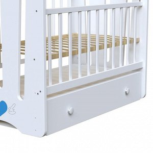Кровать детская Little Heart, маятник, с ящиком, белая, 1200x600