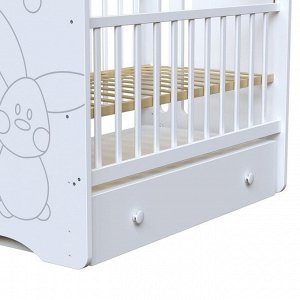 Кровать детская Sweet Rabbit маятник с ящиком (белый) ( 1200х600)
