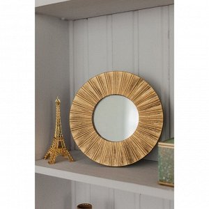 Зеркало настенное «Лучи», d зеркальной поверхности 12 см, цвет «состаренное золото»