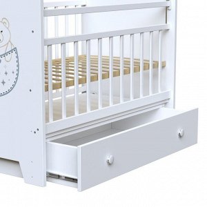 Кровать детская Love Sleeping маятник с ящиком, белая, 1200x600